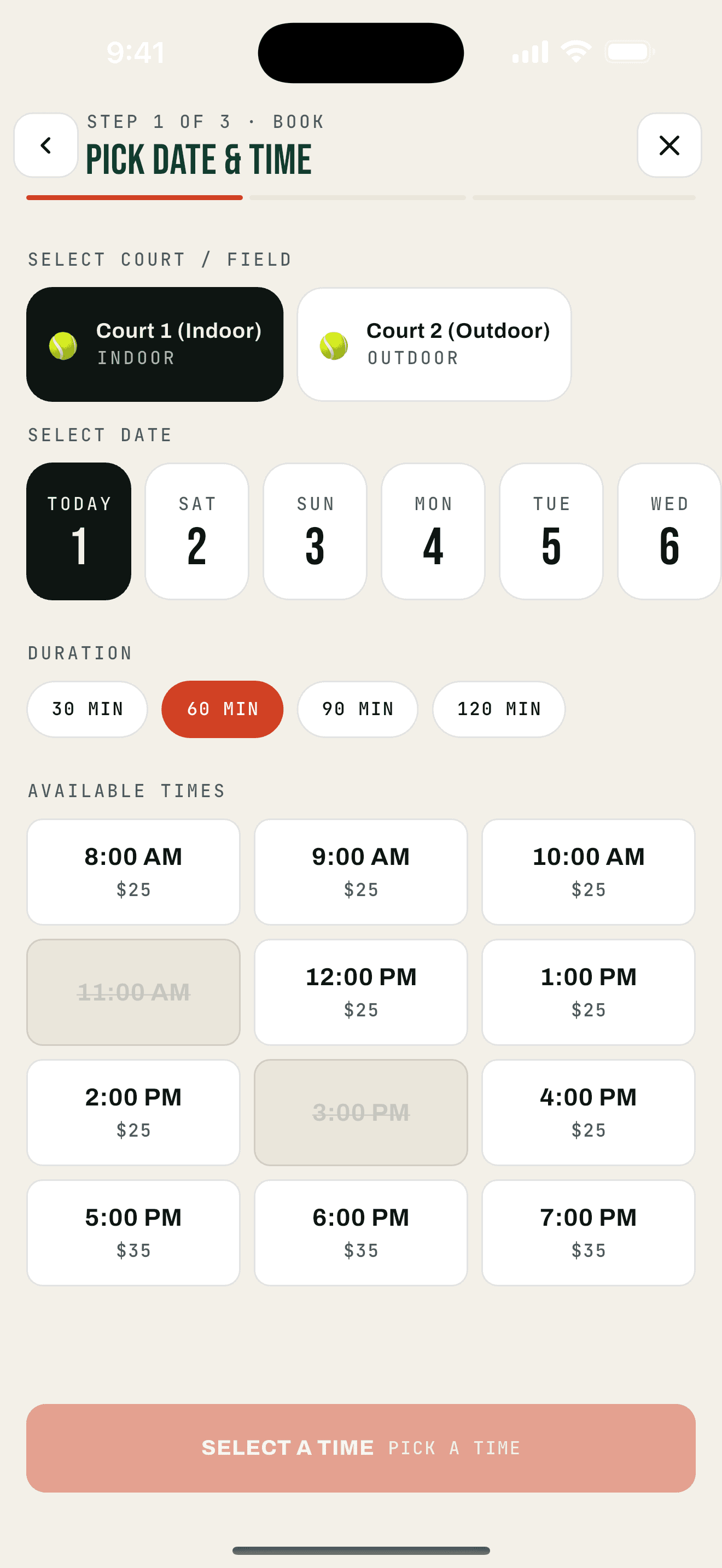 TapNGame venue browser showing UBC Tennis Centre and Kits Beach Volleyball with filters for sport, price, and time